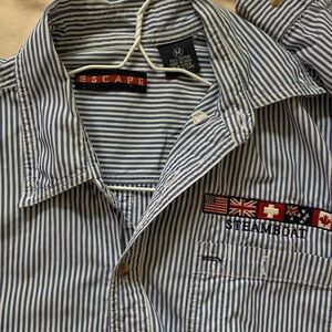Men’s Casual Striped Button Down Shirt - Size Men -M - Unisex/Boyfriend M/L